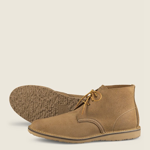 Red Wing Heritage Shoes Khaki - Mens Weekender - Chukka Muleskinner Leather - 3401-UYAIW